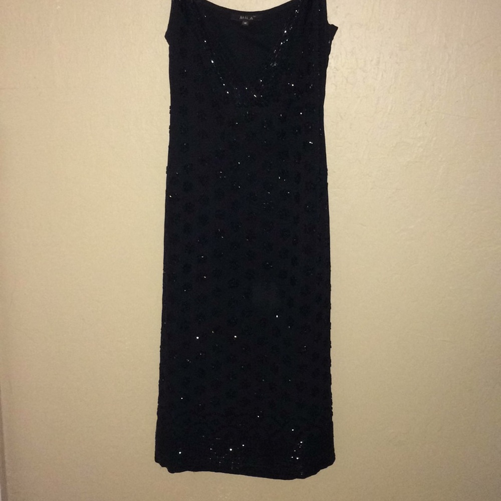MILA Designer label size 12 Black Beaded Dress